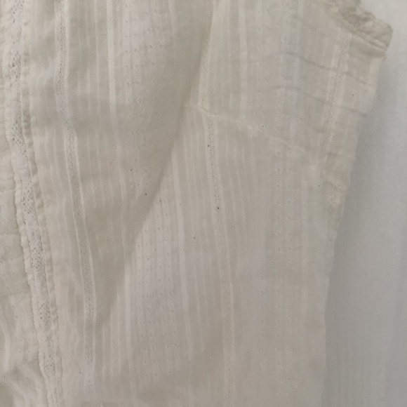 Natural Reflections White Embroidered Cap Sleeve Button Down Shirt S PRE-OWNED - Picture 5 of 10